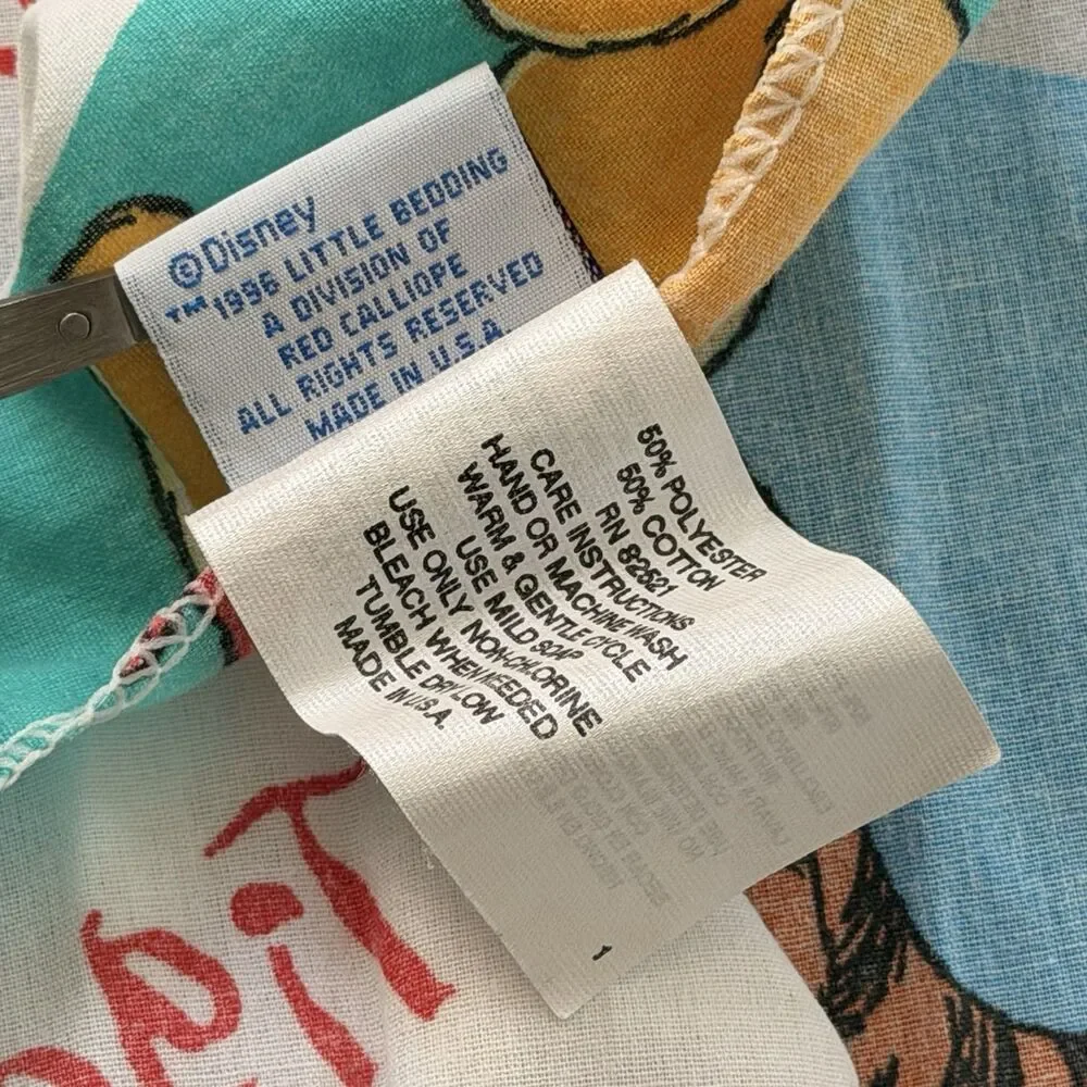 Disney Winnie the Pooh 1996 Crib Sheet 1 Fitted End 1 Flat Tigger Eeyore VTG